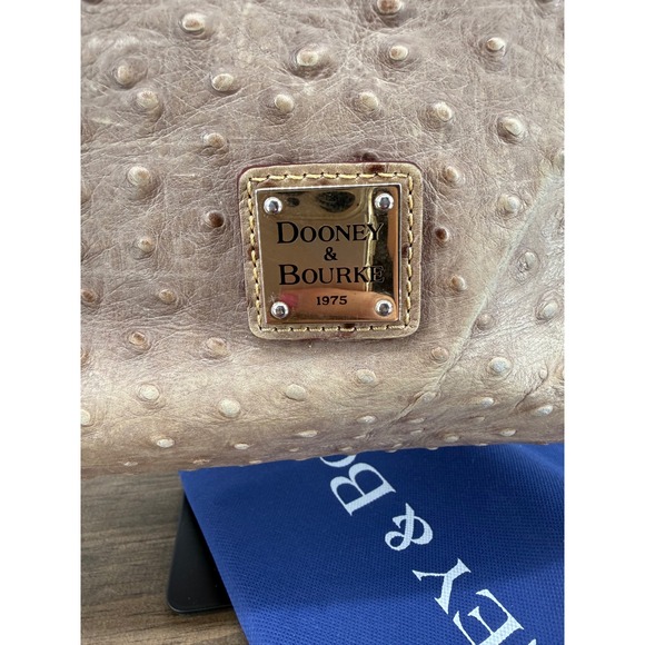 Dooney & Bourke Ostrich Embossed Leather Tote Tan Shoulder Bag Classic Preppy - Picture 2 of 16